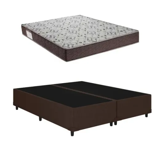 CAMA BOX BIPARTIDA CORINO MARROM ALTO NÍVEL + COLCHÃO ISO 150 D45 ORTOBOM