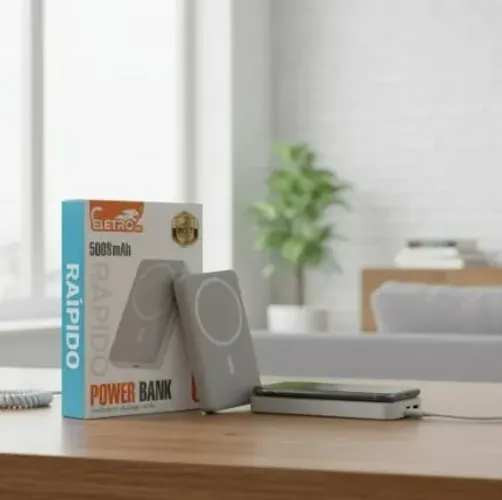 Power Bank Por Indução Para Iphone 10000 Mah Branco 