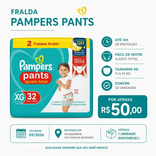 Fralda Pampers pants 32 unidades 