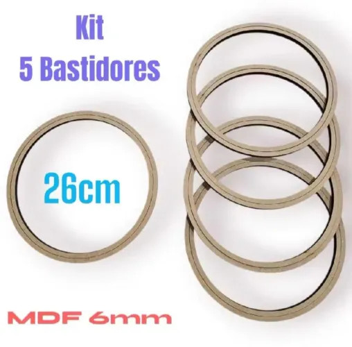 1 Kit com 5 bastidores de 26cm mdf cru de 6mm MOLDURA BORDADO CROCHÊ