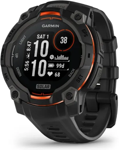 Garmin Relógio Instinct 3 Solar Preto 45mm com Monitor Cardíaco de Pulso e GPS