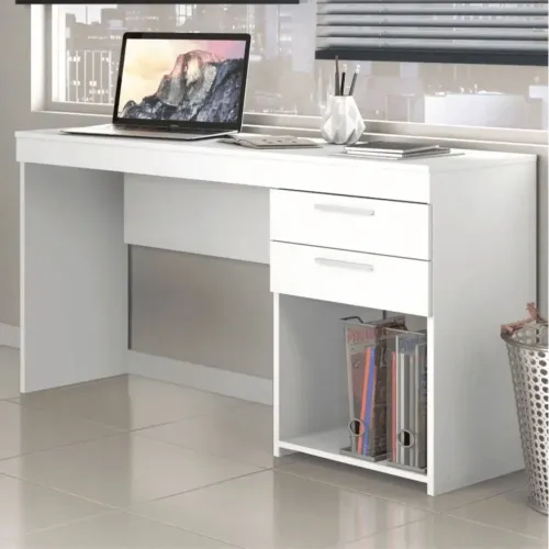 Escrivaninha de Notebook 2 Gavetas Office Branco - Notavel <br>