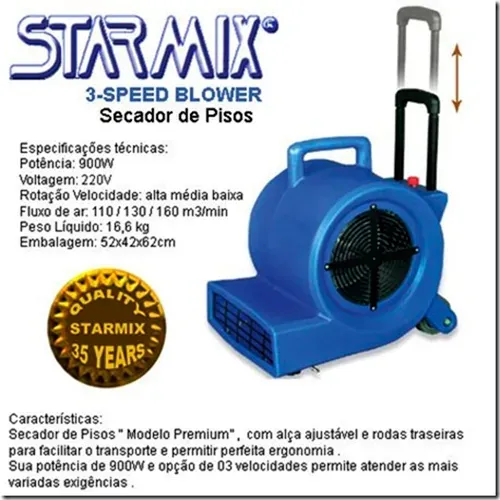 Secador de Pisos STARMIX BLOWER 900W 220V - Novo