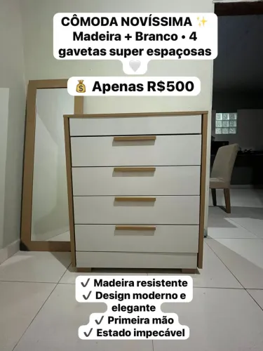 Cômoda Madeira + Branco novíssima