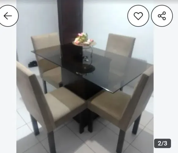Conjunto de mesa de vidro com 4 cadeiras