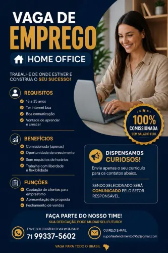 Vaga de emprego Homeoffice - apenas enviar o currículo 
