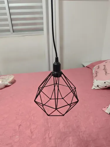 Pendente Aramado Diamante Preto - Estilo Industrial / Retro