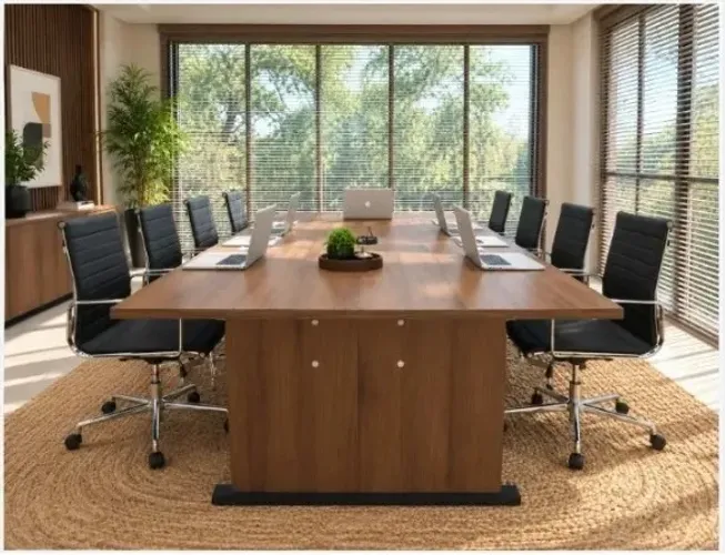 Mesa de Reunião Walnut Delluxe. Alto Padrão: L200cm x P120cm x A74cm