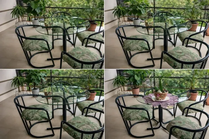 OPORTUNIDADE - Conjunto de mesa redonda com tampo de vidro + 4 cadeiras 