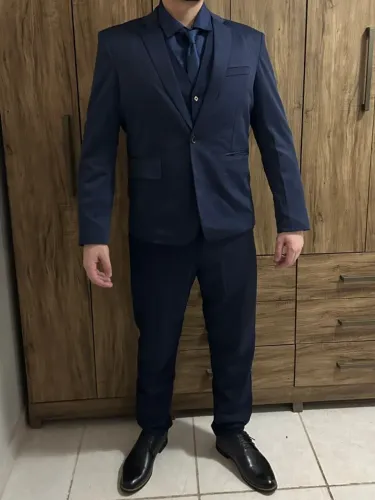 Roupa social kit total navy (azul marinho) completo e com cinto de brinde
