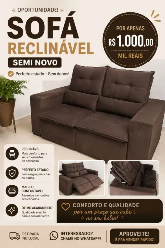 Sofá reclinável semi novo 