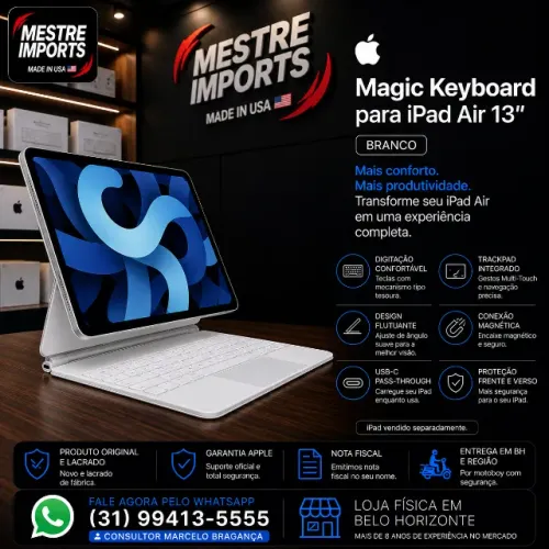 Magic Keyboard Apple para iPad Air 13 Polegadas Branco Original