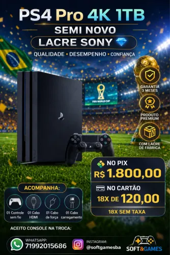 Ps4 pro 1tb 4K aceito cartão com garantia loja física 
