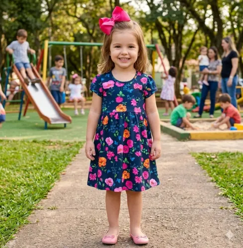 Vestido infantil floral "Kyly" 100% algodão