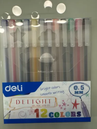 Caneta gel colorida ponta bullet - 12 cores - Deli