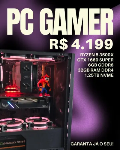 PC GAMER GTX1660 SUPER, RYZEN 5, 32GB RAM 1,25TB NVME