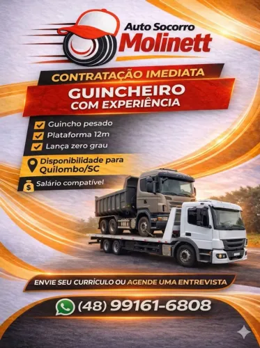 Vaga para Guincheiro com experiência.