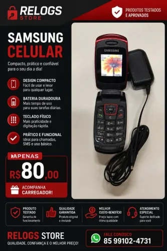 Celular Samsung Flip com carregador 