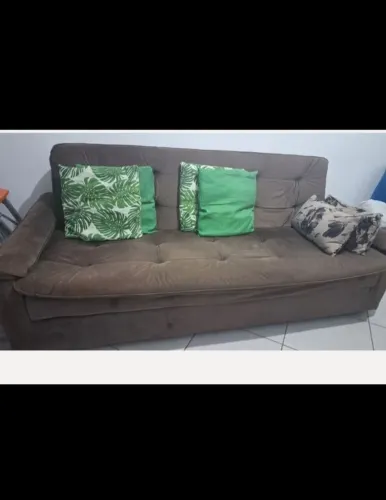 sofá cama de casal sofá suede sofá marrom sofá de 3 lugares 2,04m de comprimento mobly