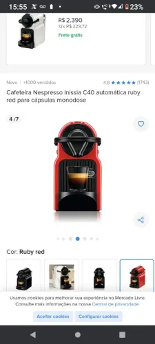 Cafeteira elétrica Nespresso inissia 