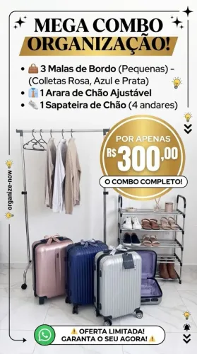 Desapego, combo 3 malas pequenas,1 arara e 1 sapateira de 4 andares R$299,00