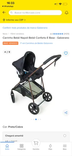 Carrinho de bebê + bebê conforto novo usado poucas vezes 
