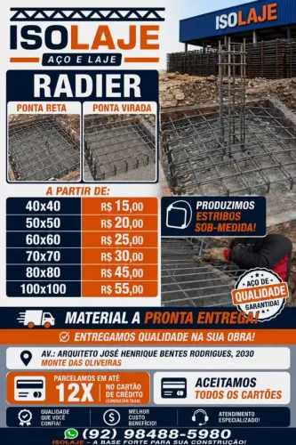 Vergalhão aço e Colunas prontas