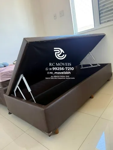 Cama box completa Baú Tamanho individual 88x1.88 Blindado com Pistão a Gás - Promocao