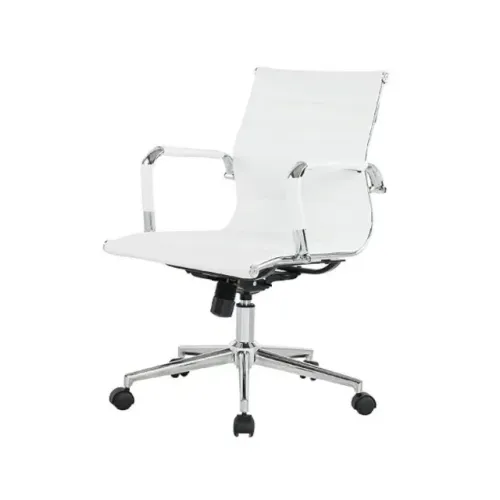 Cadeira Diretor Branca Base Cromada Design Premium 32874