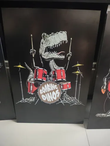 Kit quadro decorativos Dinossauros Musicais .