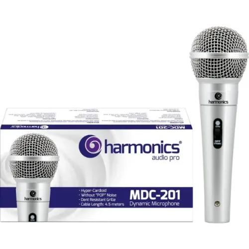 Microfone Harmonics Com Cabo Mdc201 Dinâmico Supercardióido Prata *ENTREGA GRÁTIS*