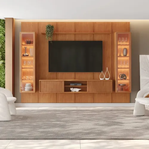Home Theater Cristaleira Lateral c/LED 100%MDF tt43