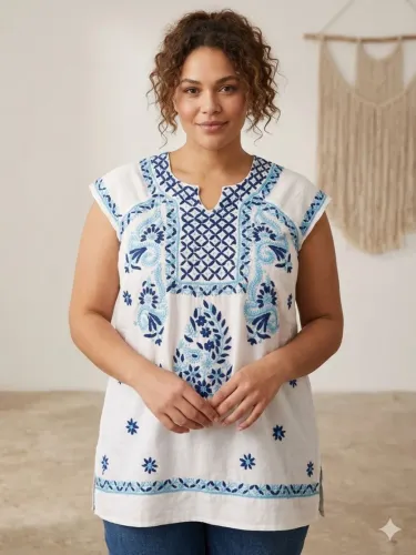 PALAK INDIA  BATA 100%ALGODÃO BORDADA TAM GG 55,00<br>ALTURA 81CM<br>LARGURA 56CM<br>VESTE 46
