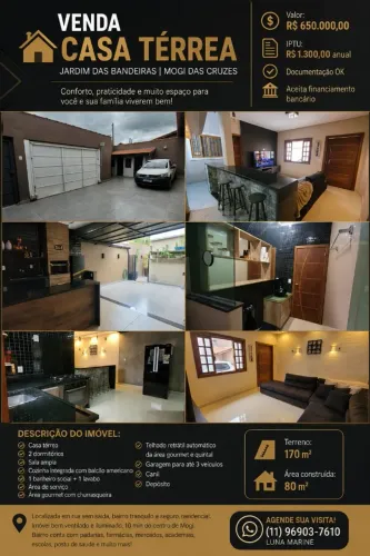 Casa térrea a venda em Mogi das Cruzes