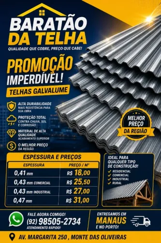 As telhas galvalume oferecem proteção contra sol e chuva, proporcionando mais segurança