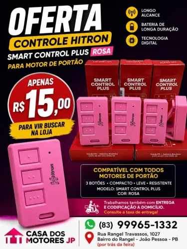 CONTROLE PARA MOTOR DE PORTÃO DE GARAGEM HITRON SMART CONTROL PLUS ROSA