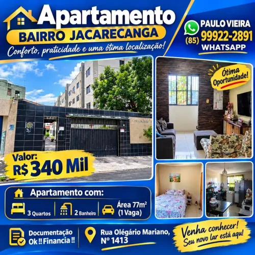 Vendo Apartamento 1º Andar Sombra, 3 Quartos Por Trás do Cometa da Francisco Sá Com 77M²