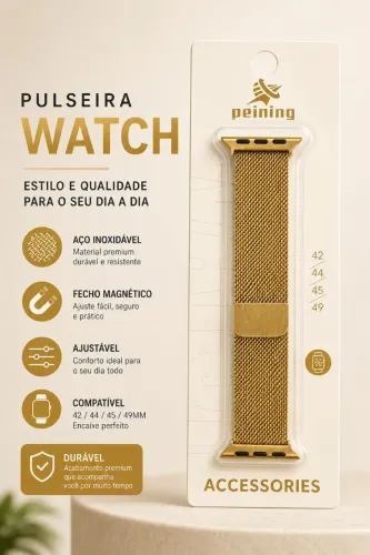 Pulseira Smartwatch em Aço Inoxidável 42/44/45/49 mm