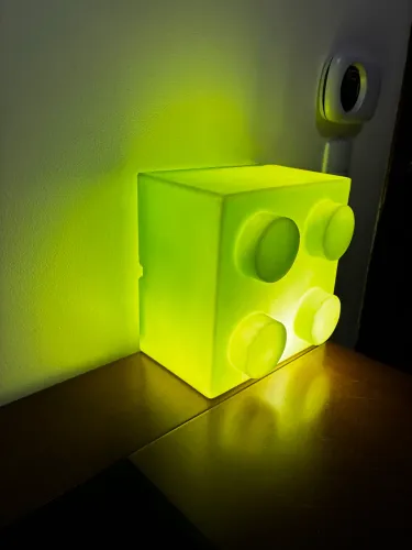 Luminária Bloco de Lego Verde Neon - Abajur Decorativo Infantil