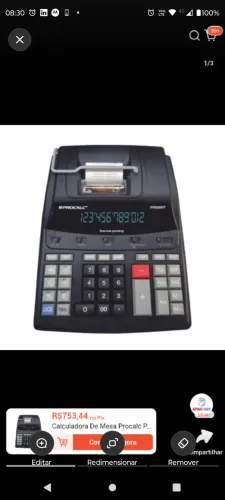 Calculadora impressão térmica Procalc Pr5000T 12 Dígitos.