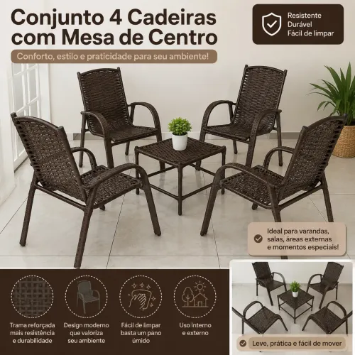? CONJUNTO 4 CADEIRAS COM MESA DE CENTRO ? 