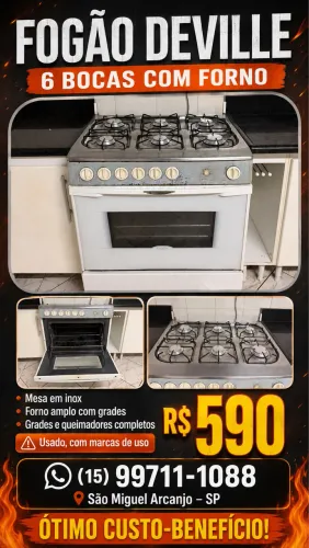 FOGÃO DEVILLE 6 BOCAS COM FORNO