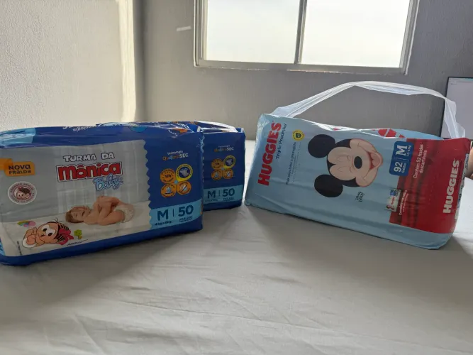 Fraldas M Huggies + Turma da Mônica Baby (192 unidades)