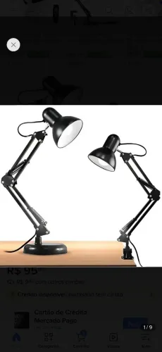 luminária de mesa articulada preta bivolt