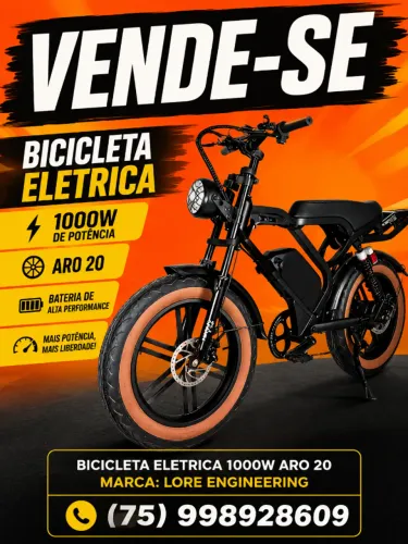 BICICLETA ELETRICA 1000W ARO 20 MARCA: LORE ENGINEERING MODELO:QUQU
