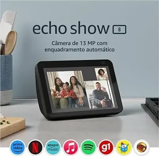 Echo Show 8 (2° Geração): Tela Inteligente HD de 8" com Alexa e câmera de 13 MP
