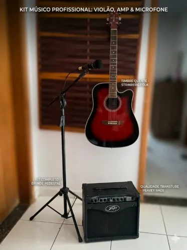 Kit Musico Profissional: Violão, AMP & Microfone