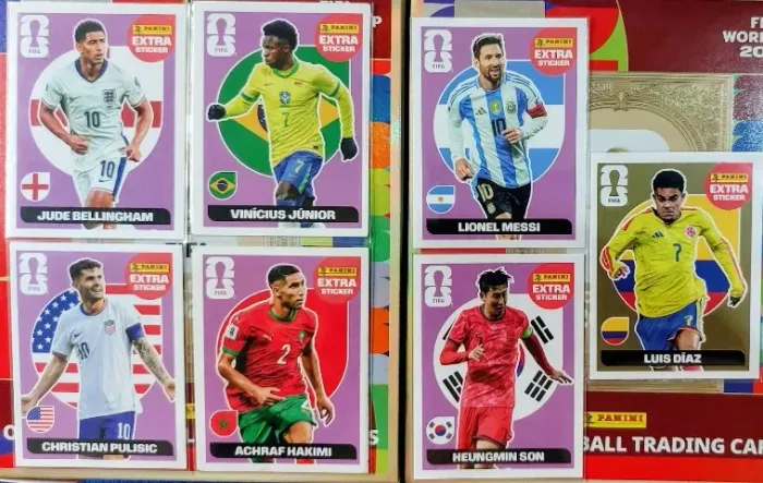 Lote figurinhas legends Messi Vini Jr Hakimi Bellingham Son Pulisic Díaz Cristiano Ronaldo