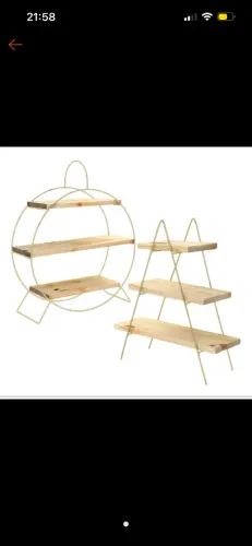 Kit prateleira redonda e prateleira escadinha para festa 