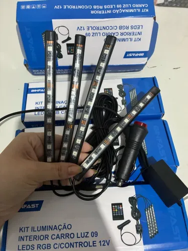 Kit iluminação para interna de carro 12v com controle 